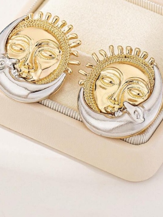 Anthropologie Jewelry - Gold & Silver Sun Face Statement Earrings
